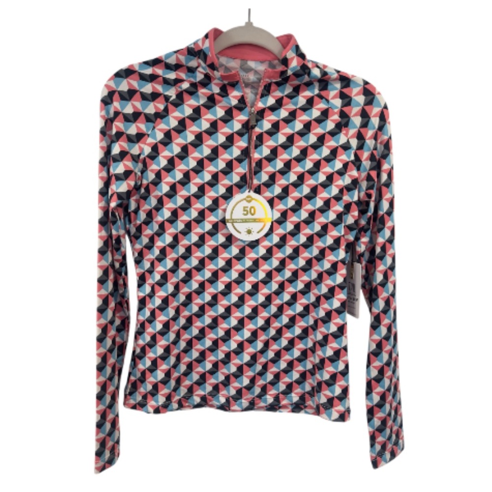 Tail White Label Womens XS Geometric Quarter Zip UPF 50 Top GH8232-S505